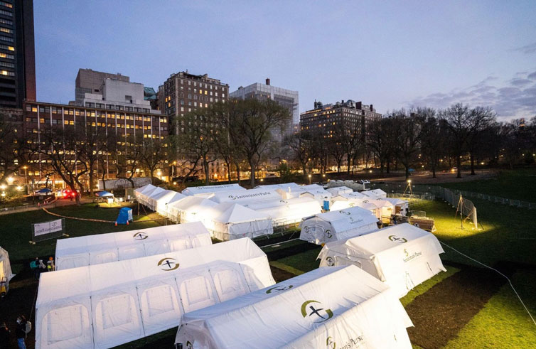 photo of field hospital tents in central park